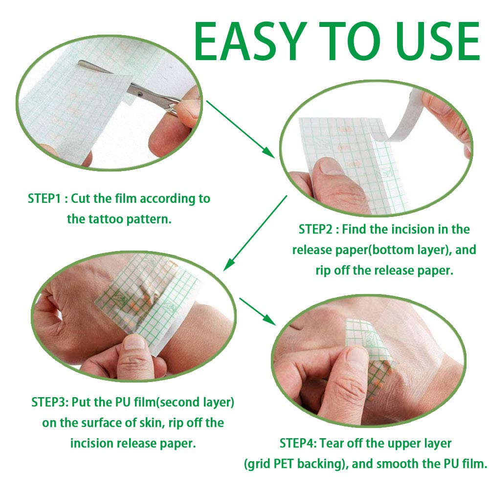 Tattoo Aftercare Bandage Roll 8" x 2 Yard - Waterproof Transparent Film for Tattoos Initial Healing and Skin Repair Adhesive Tattoo Supply Wrap