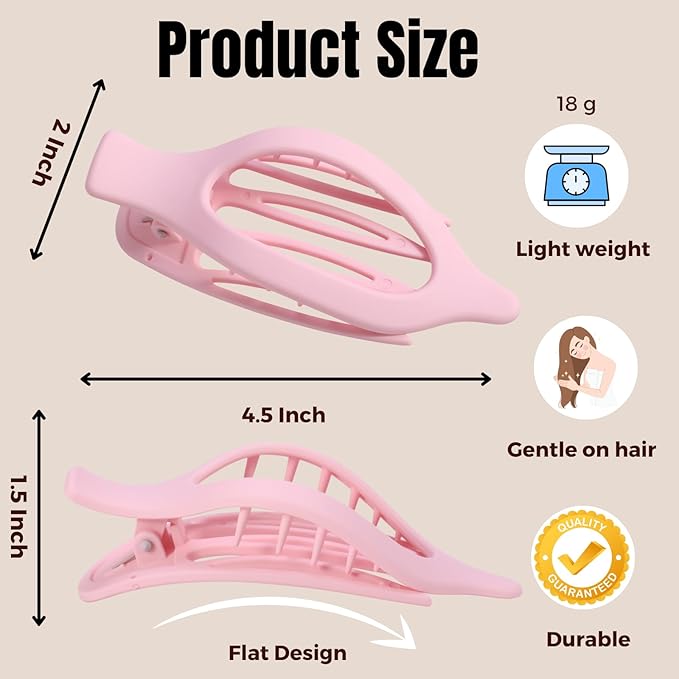 8 Pack Pastel Flat Hair Clips for Girls – Cute Matte Claw Clips in Pink, Blue, Green, Purple, Soft Color Aesthetic Hair Accessories, Non-Slip Barrettes Gift for Teen or Preppy Style