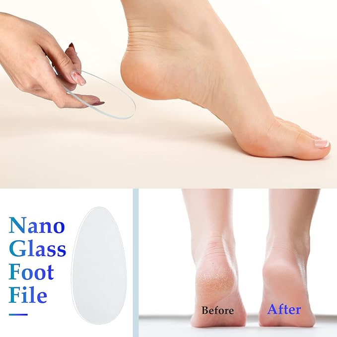 6 Pcs Glass Nail File and Nail Shiner Set Manicure Pedicure Glass File Buffer Cuticle Trimmer Nano Finger Nano Foot Scrubber Callus Remover Foot Care Pedicure Fingernails Toenail