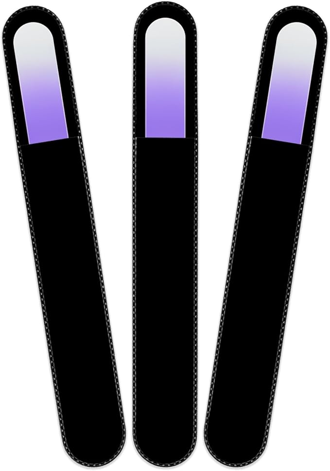 Mont Bleu Rainbow Crystal Nail File in Black Pouch - Large/Professional Size - Czech Tempered Glass - Handmade in Bohemia (Czech Republic)