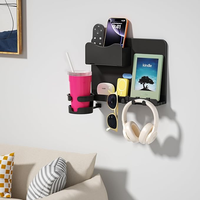 Floating Shelves for Bedside Shelf, Stick On Accessories Organizer, Wall Mount Self, Cute Room Decor Aesthetic, Girls Room Decor, Cool Stuff for Bedroom Storage and Organization