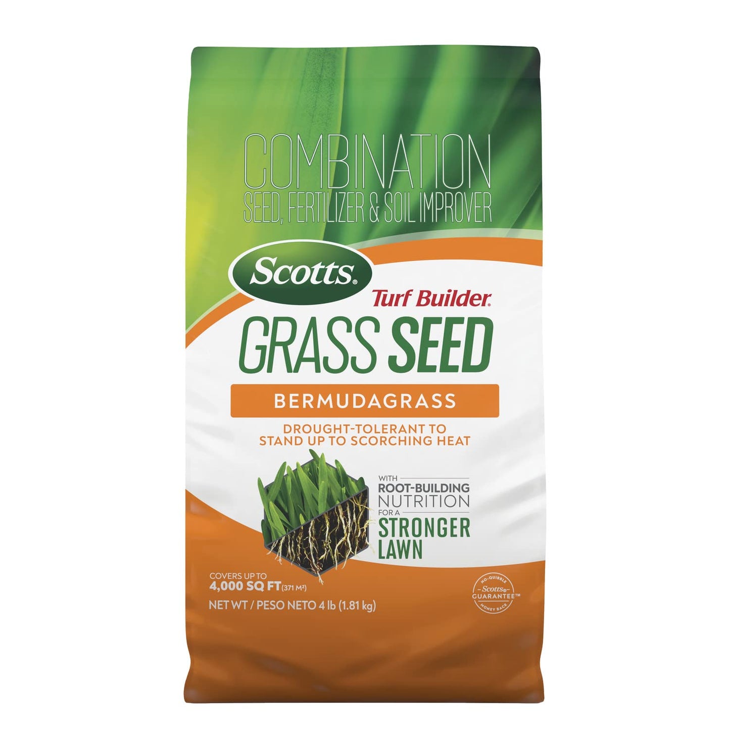 Scotts Turf Builder Grass Seed Bermudagrass â Lawn Seed with Grass Fertilizer and Soil Improver, Drought-Tolerant, Covers up to 4,000 sq. ft., 4 lb.
