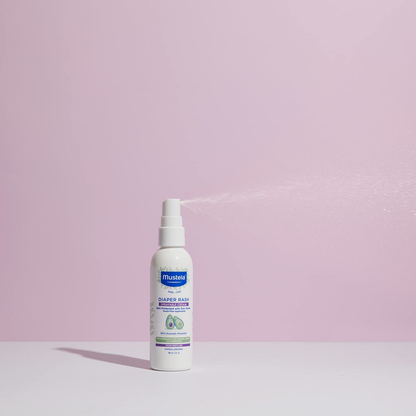 Mustela Baby Diaper Rash Cream Spray – Touch-Free protectant with Zinc Oxide & Natural Avocado - Treats, Soothes and Prevents Diaper Rash- Fragrance-Free - 3 fl. oz