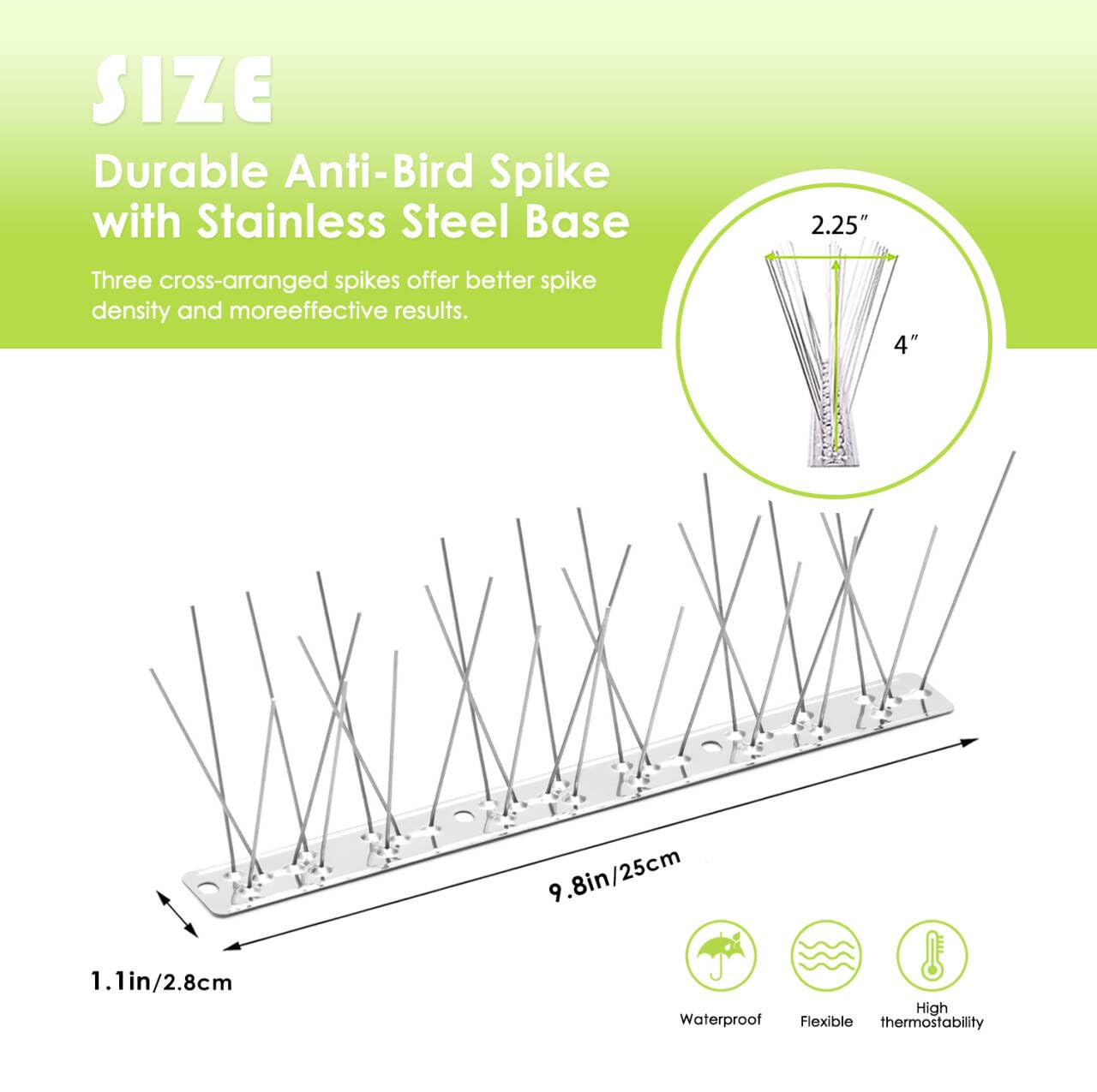 Valibe Pigeon Spikes Stainless Steel Bird Spikes for Outside to Keep Birds Away 12 Pack 10ft Coverage Bird Spikes Wire Prevention Spikes for Small Bird Squirrel for Fence Roof Blacony