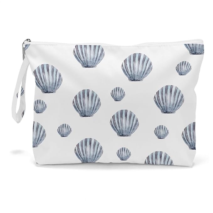 Fokongna Wet Dry Bag Toiletry Diaper Cosmetic Bag, Waterproof, Large Capacity, Zipper, Travel, Shell 01