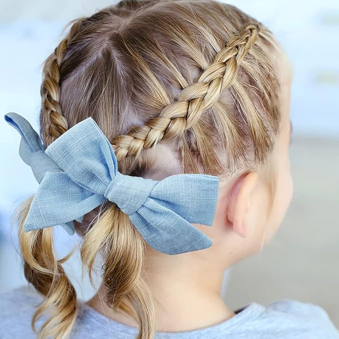 CÉLLOT 40 Pieces Girls Hair Bows Linen Fabric Bows Alligator Clips Hair Accessories for Little Girls Toddlers Kids and Teens