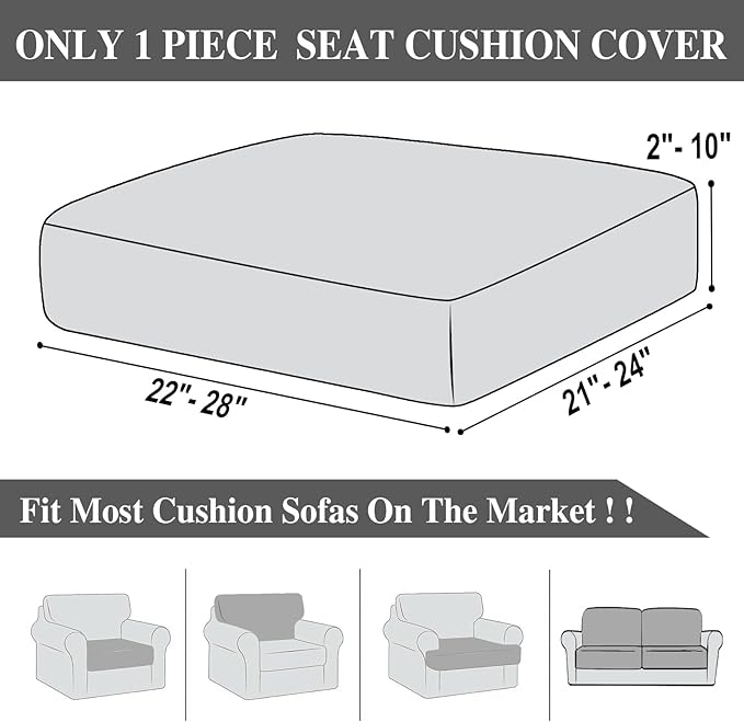 Couch Cushion Cover Seat Cushion Cover Stretch Armchair Cover Separate Sectional Sofa Slipcovers Furniture Protector(1 Piece for Seat or Sofa Backrest, Light Grey)