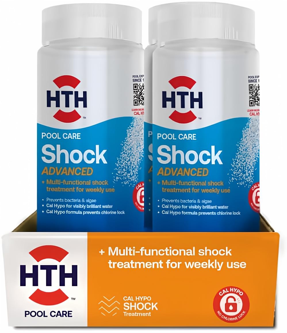 HTH 52043 Pool Care Shock Advanced, Swimming Pool Chemical Prevents Bacteria & Algae, Cal Hypo Formula, 2 lbs (2-Pack)