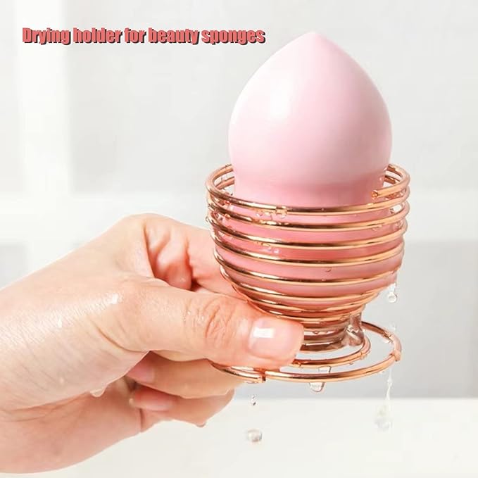 MR LION Makeup Sponge Holder + Makeup Blender Travel Case Beauty Sponge Blender Drying Stand & Storage Containers (Pink&Purple)