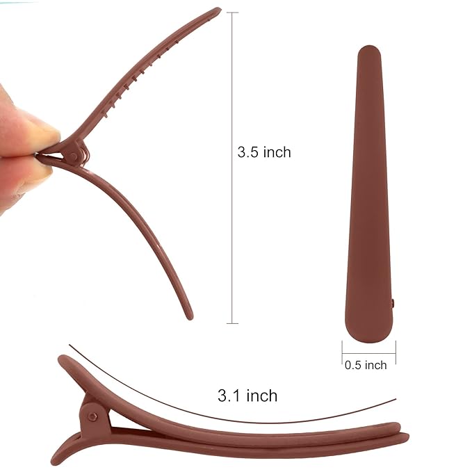 YISSION 12 PCS Hair Clips for Styling Sectioning, 3.1 Inch Matte No Crease Duck Billed Alligator Hair Barrettes for Women Girls Brown