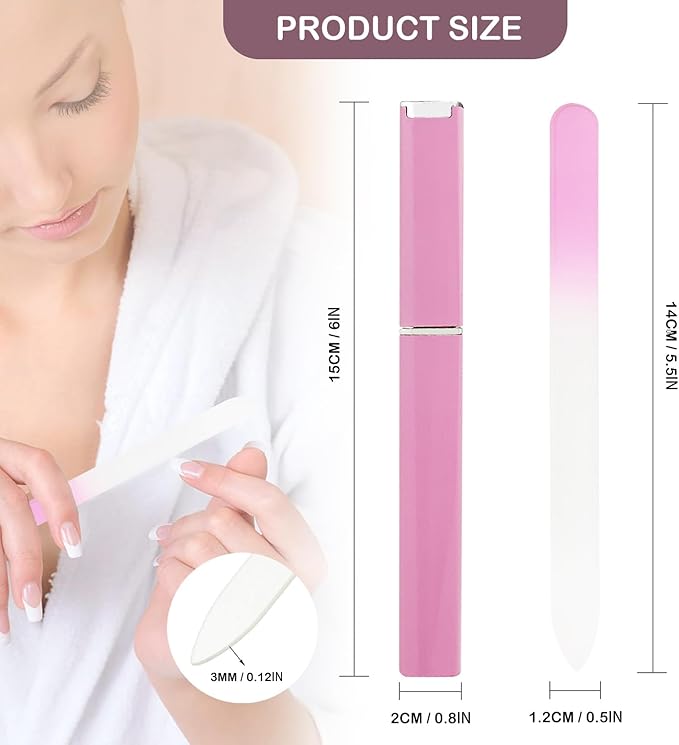 Glass Nail Filer with Case, for Natural Nails Double Sided Crystal Nail Files, Glass Fingernail File Stocking Stuffers for Women Girls Gifts