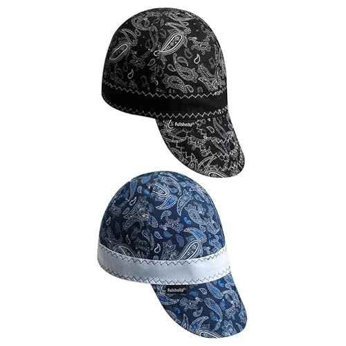 Fullsheild Reversible Welding Cap Flame Resistant CAT 2 Protective FR Welder Hats 6 Pannel Lightweight Printed for Men Women