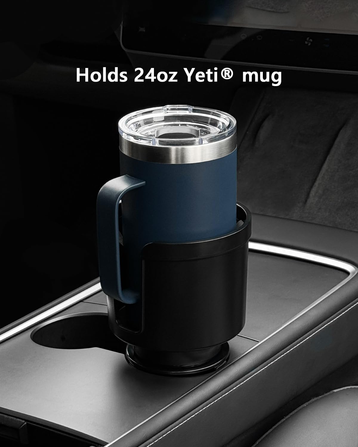 Upgraded Car Cup Holder Expander Adapter with Offset Adjustable Base, Compatible with Yeti 14/24/36/46oz Ramblers, Hydro Flasks 32/40oz, Other Large Bottles Mugs in 3.5"-4.0", 1 Pack