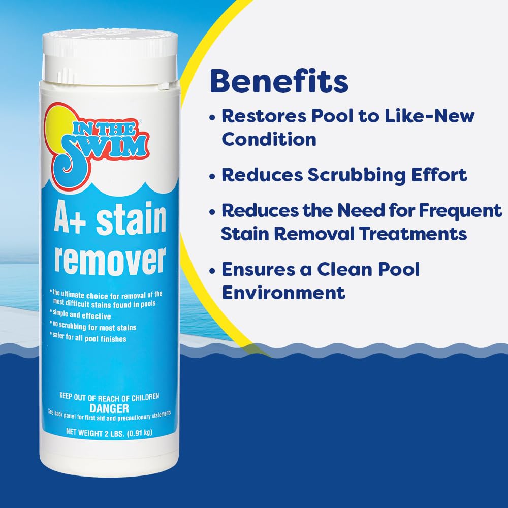 In The Swim A+ Pool Stain Remover - 100% Ascorbic Acid - Professional-Grade Metal & Organic Stain Treatment - 2 Pound