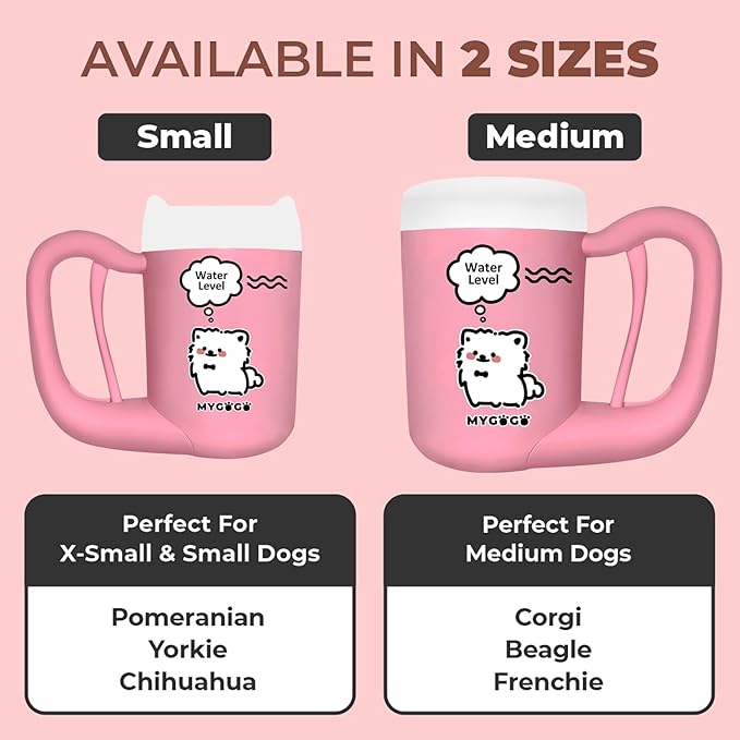 Semi-Automatic Paw Cleaner for Small Medium Dog Breeds, Premium Quality Silicone, Muddy Paw Washer, Essential Necessity (Pink, Medium)