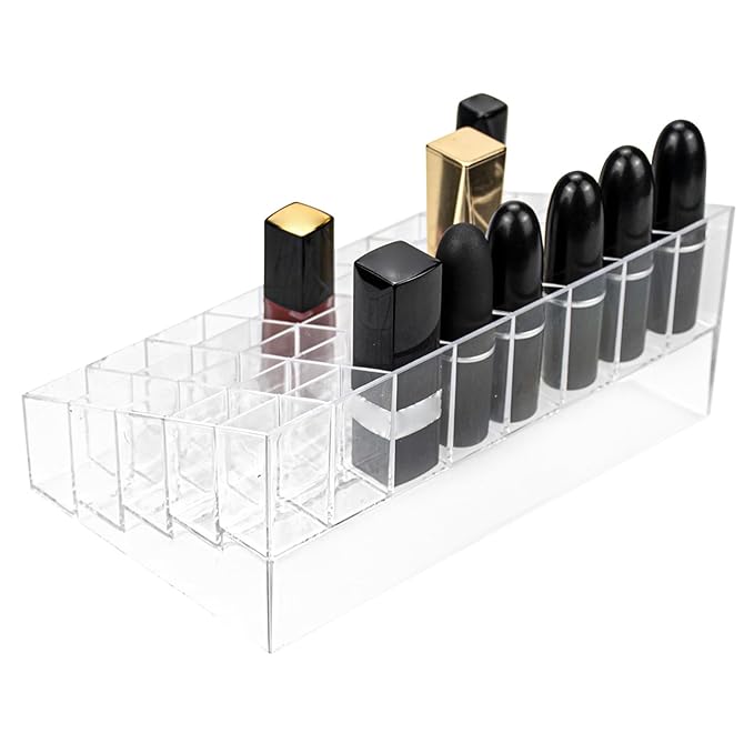 Hedume 2 Pack Lipstick & Makeup Organizer, 40 Slot Acrylic Cosmetic Display Case for Lipstick, Brushes, Bottles
