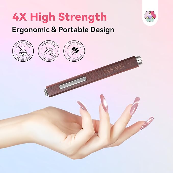 SAVILAND Essentials Cat Eye Magnetic for Nail: 3-in-1 Brown Cat Eye Gel Nail Polish N35 Neodymium Round Long Strip Magnet Wand Stick Diverse Effect Double Ended Nail Salon Design Tools Set Accessories