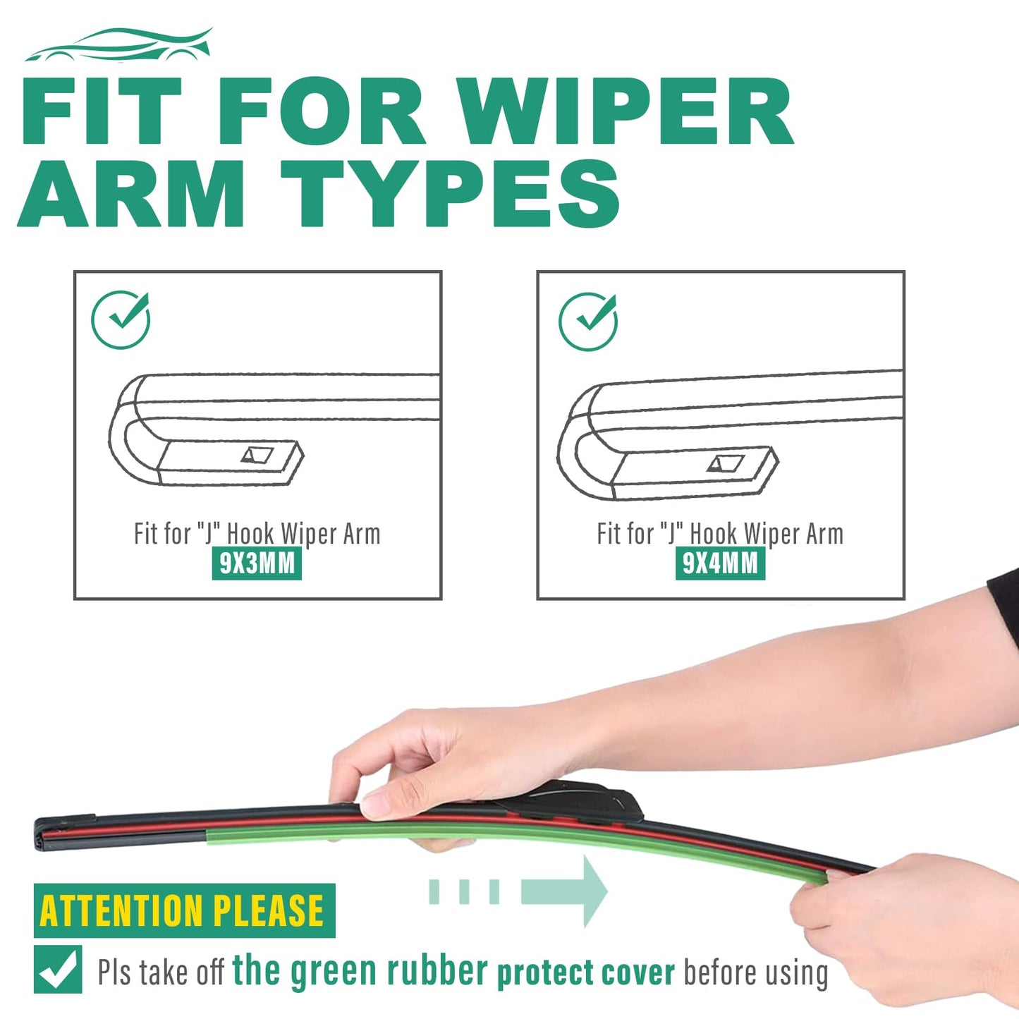 26" 14" 13" Windshield Wiper Blades Replacement for Hyundai Santa Fe 2013 2014 2015 2016 2017 2018 Hyundai Santa Fe Sport XL Premium All Weather Front Rear Wipers Set - OEM Quality (Pack of 3)
