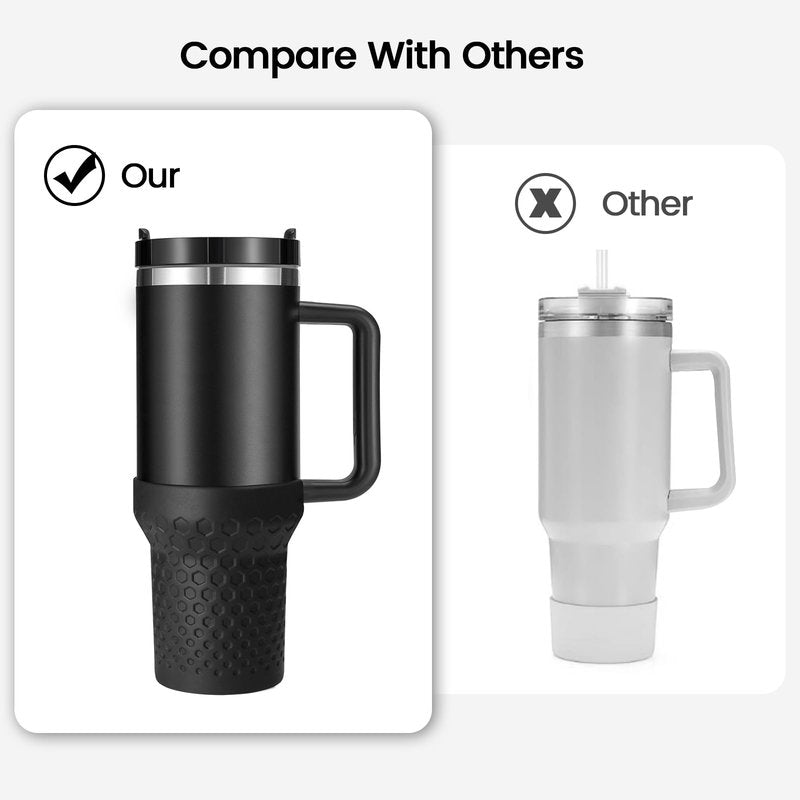 GardTok 40 OZ Silicone Boot Cover for Stanley Cup Accessories,Silicone Water Bottle Sleeve for Stanley Quencher H2.0 and Quencher Adventure Tumbler Cup (40oz, Black)
