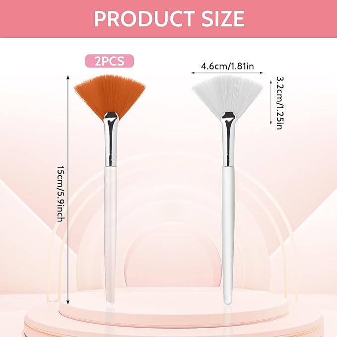 Giantree 4 Pcs Fan Brushes for Facial, Face Mask Applicator Soft Makeup Brushes, Flat Head Mask Acid Applicator Esthetician Brush (Yellow and White)