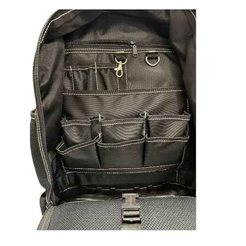 20-408 490mm Heavy Duty Polyester Tool Backpack with Plastic Base, Orange/Black
