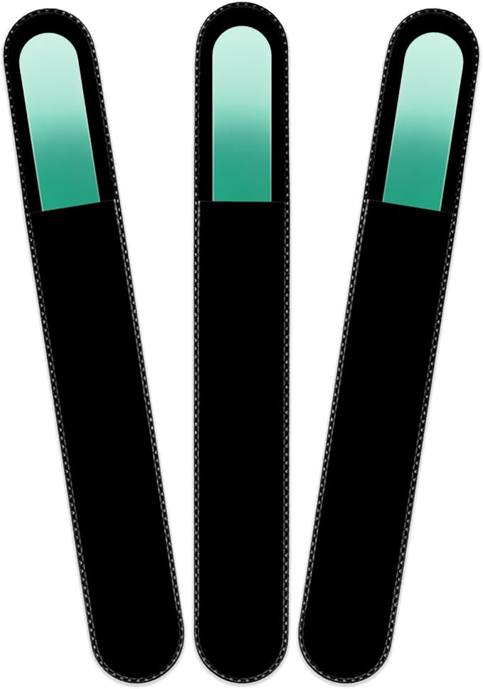 Mont Bleu Rainbow Crystal Nail File in Black Pouch - Large/Professional Size - Czech Tempered Glass - Handmade in Bohemia (Czech Republic)