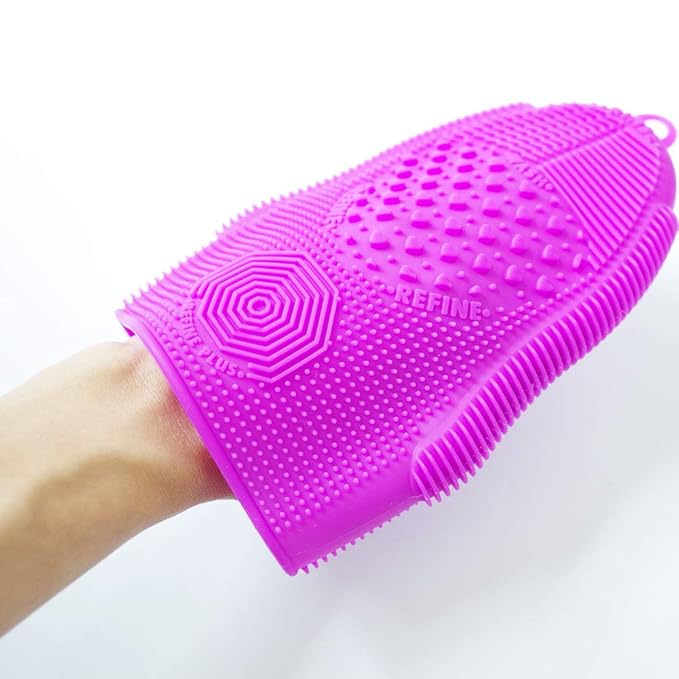 ScivoKaval Makeup Brush Cleaner Glove Mat Mitt Silicone Cosmetic Cleaning Scrubber Tool Face Brushes and Eye Brush Washing Pad Light Purple