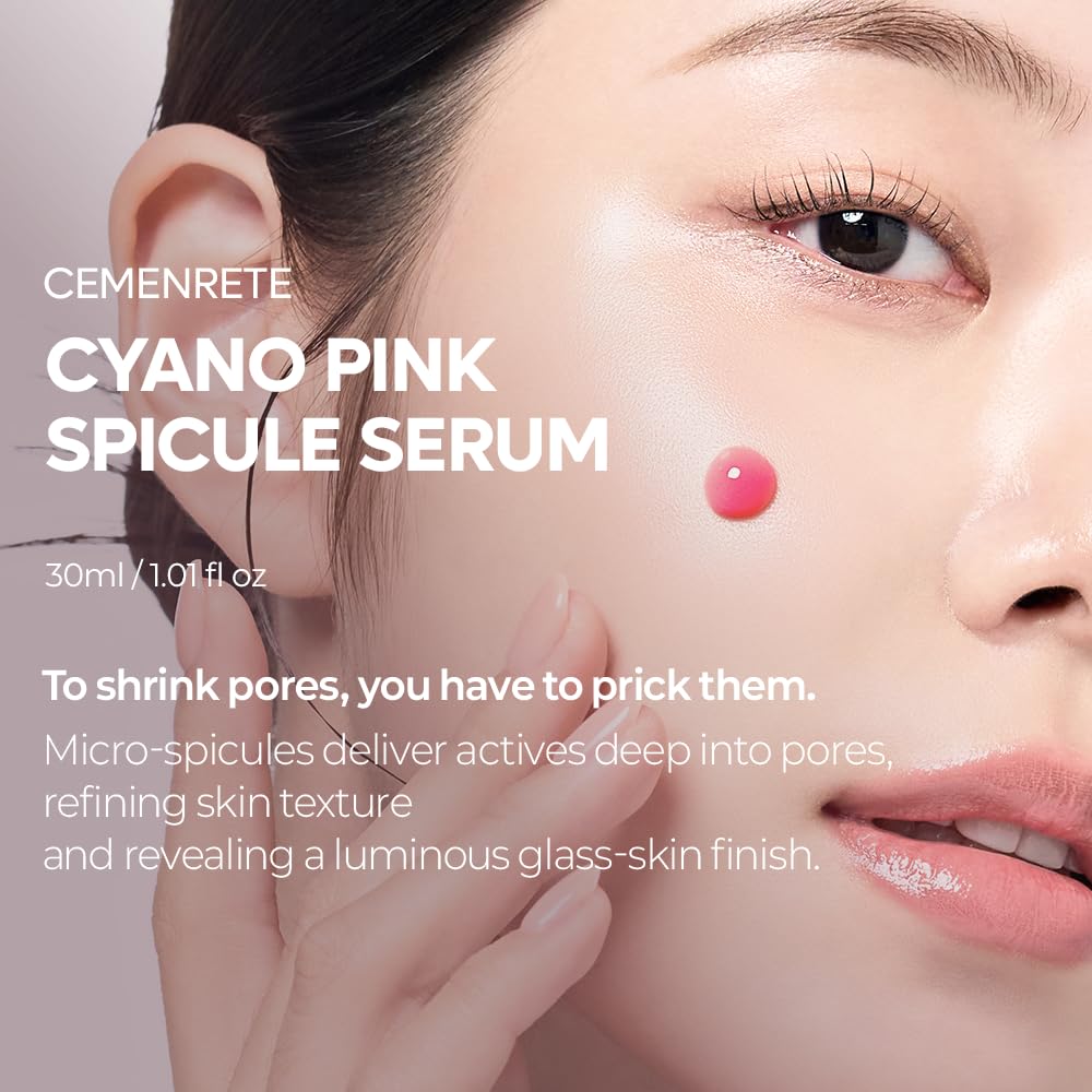 Dr.Melaxin Cyano Pink Spicule Serum with Vitamin B12, Liquid Microneedle Facial Treatment for Enlarged Pores, Niacinamide for Texture Refining & Renewal, 1.01 fl.oz