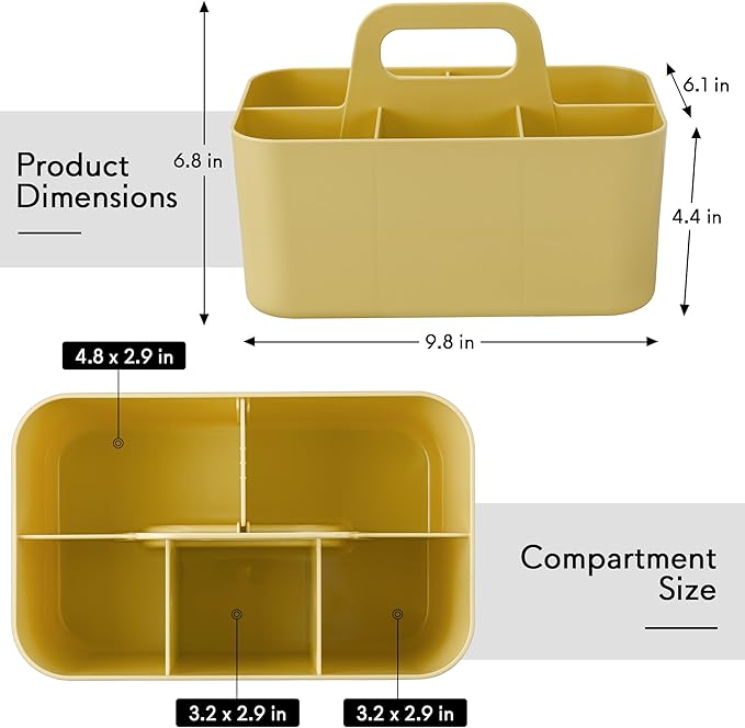 Tiawudi Multipurpose Caddy Organizer, Plastic Caddy with Handle, Stackable Desk Organizer for Stationery, Marker and Pencil, Office Supplies Organizer, Dorm Caddy