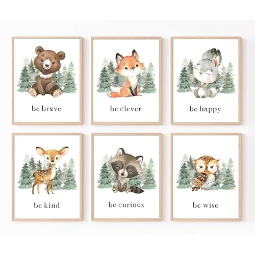 8x10 Baby Woodland Animal Prints Wall Art for Nursery Decor, Woodland Nursery Wall Art for Boys,Woodland Forest Animals Nursery Decor for Baby Boy Girls, UNFRAMED