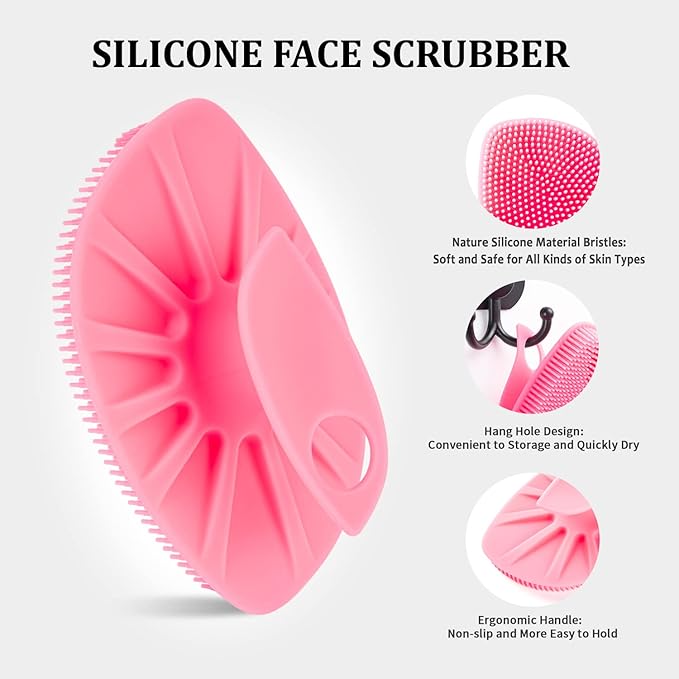 Silicone Face Scrubber, Blackhead Revomer Facial Cleansing Brush Manual Face Washing Brushes,Gentle Exfoliator & Massage Skin Care Tool for Men Women Deep Cleansing and Exfoliating,2 Pack