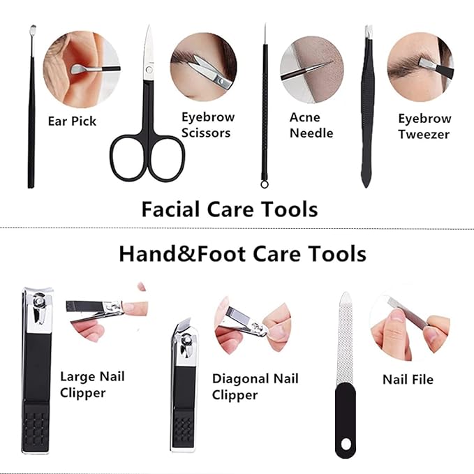 Nail Clipper Kit Nail Care Set for Men Women Nail Clipper Set Manicure Kit with Case Toe Finger Nail Clippers Personal Care Tools Travel Manicure Set Nail Clipper Grooming Kit Gfit for Men Women