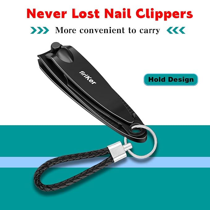 Nail Clippers Set, Heavy Duty Black Matte Stainless Steel Nail Clipper with Nail File,Fingernail and Toenail Clipper Cutters, Nail Clipper Tools Gift for Men & Women