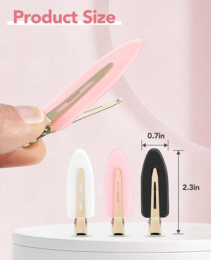 6Pcs Creaseless Hair Clips for Makeup Application - No Bend No Crease Hair Clips for Women - Professional Skincare & Hair styling Flat Bang Clips Golden Handle - Black White Pink