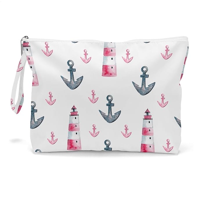 Fokongna Travel Makeup Bag - Wet Dry Bag for Swimsuit, Beach Pool Diapers, Dirty Yoga Gym Clothes - Zipper Pouch for Women, Sister, Friends - Ocean Sea Shells Beach Starfish