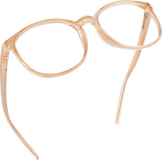 LifeArt Round Blue Light Blocking Glasses, Computer Glasses, Gaming Glasses, TV Glasses for Women Men (Champagne, 2.00 Magnification)