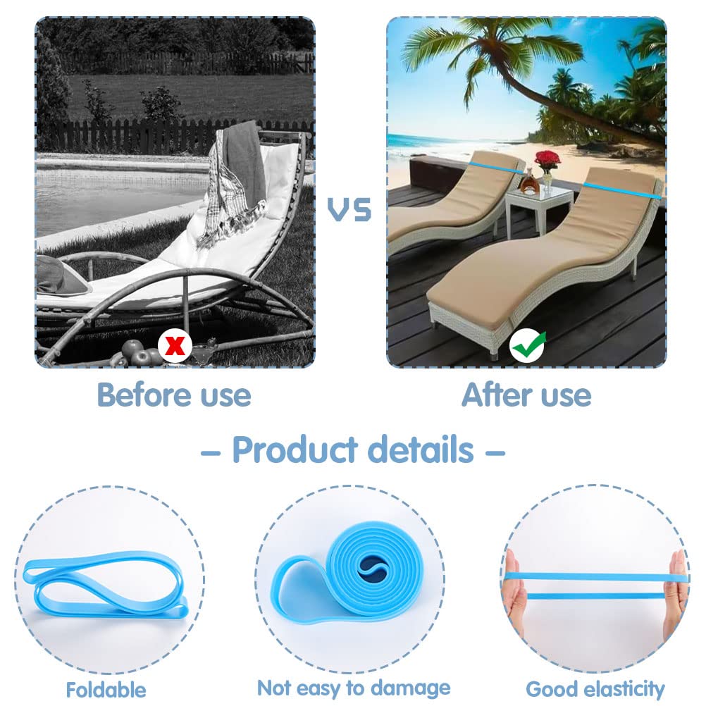 10 Pcs Beach Towel Bands Rubber Towel Clips for Beach & Cruise Chairs, Stretchable Towel Holder Chair Bands for Beach Cruise Vacation Essentials Outdoor Gear Packing (0.4×12Inch)