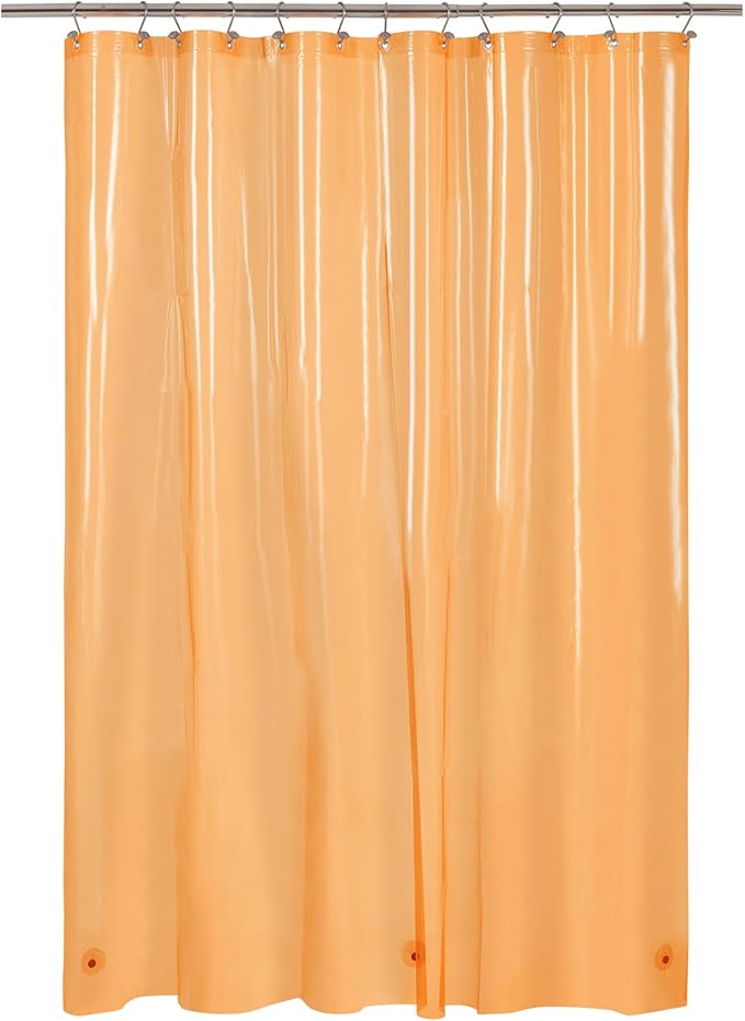 Barossa Design Clear Orange Long Shower Curtain Liner 78" Height - 3 Magnets & Waterproof Lightweight PEVA Shower Liner for Bath Tub, PVC Free, Metal Grommets, Clear Orange, 72x78