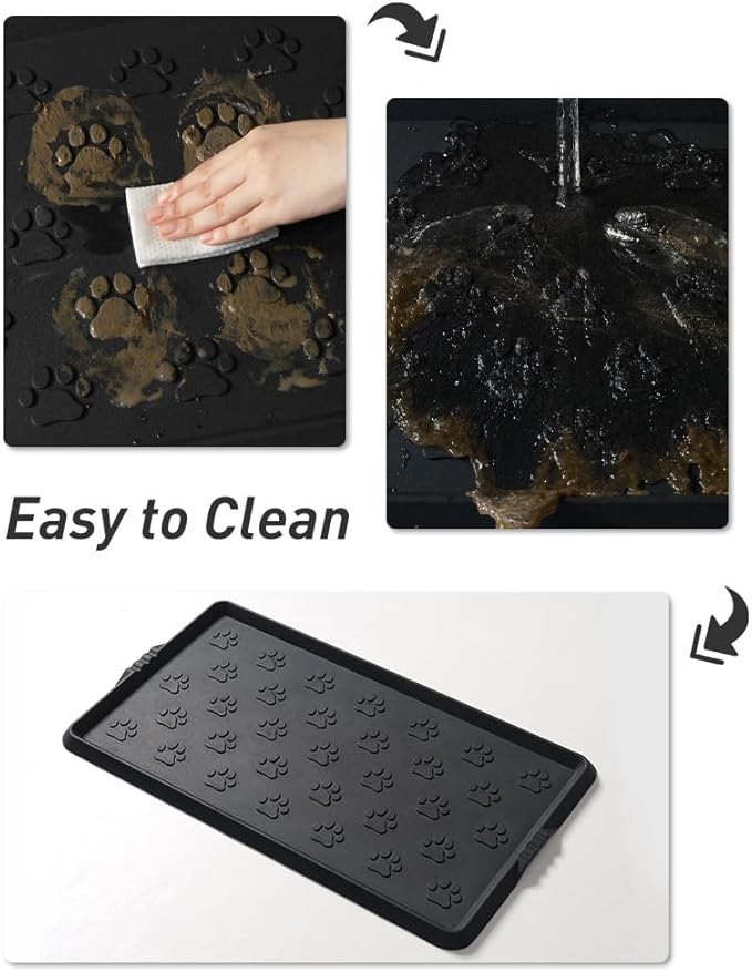Paw Pattern Boot Tray for Entryway Waterproof Rubber Mats for Dogs Multipurpose Shoe Mat Tray for Entryway Indoor Outdoor Multi Use Catch All Trays Shoe Storage 16x27.5 Inches