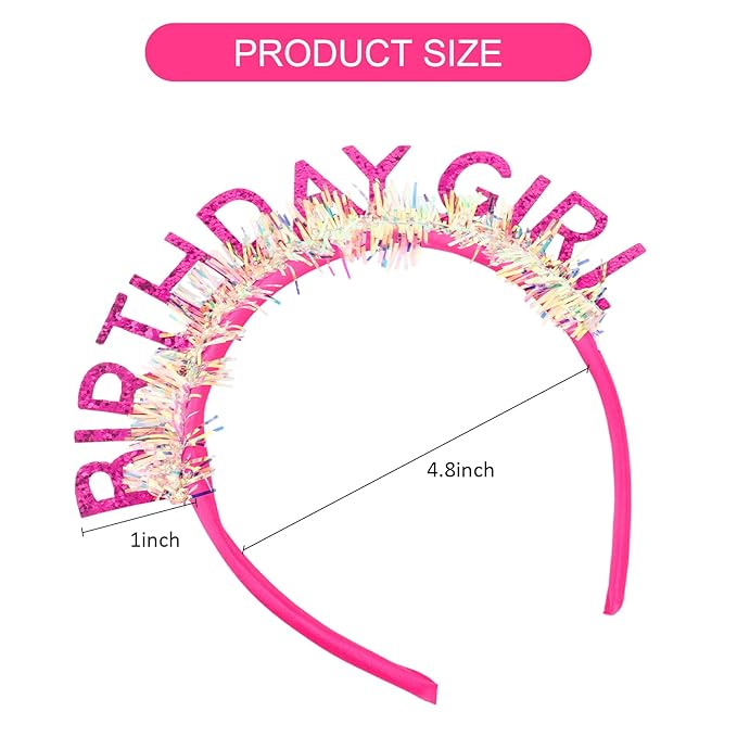 CIEHER Birthday Headband Birthday Crown for Women Birthday Tiara Rose Pink