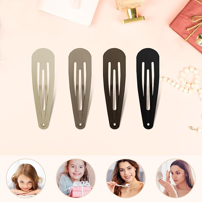 Snap Hair Clips for Women and Girls Water Drop Non Slip Hair Barrettes Matte Finished Metal Hair Clips Accessory Mixed Color 16 PCS 1.89"