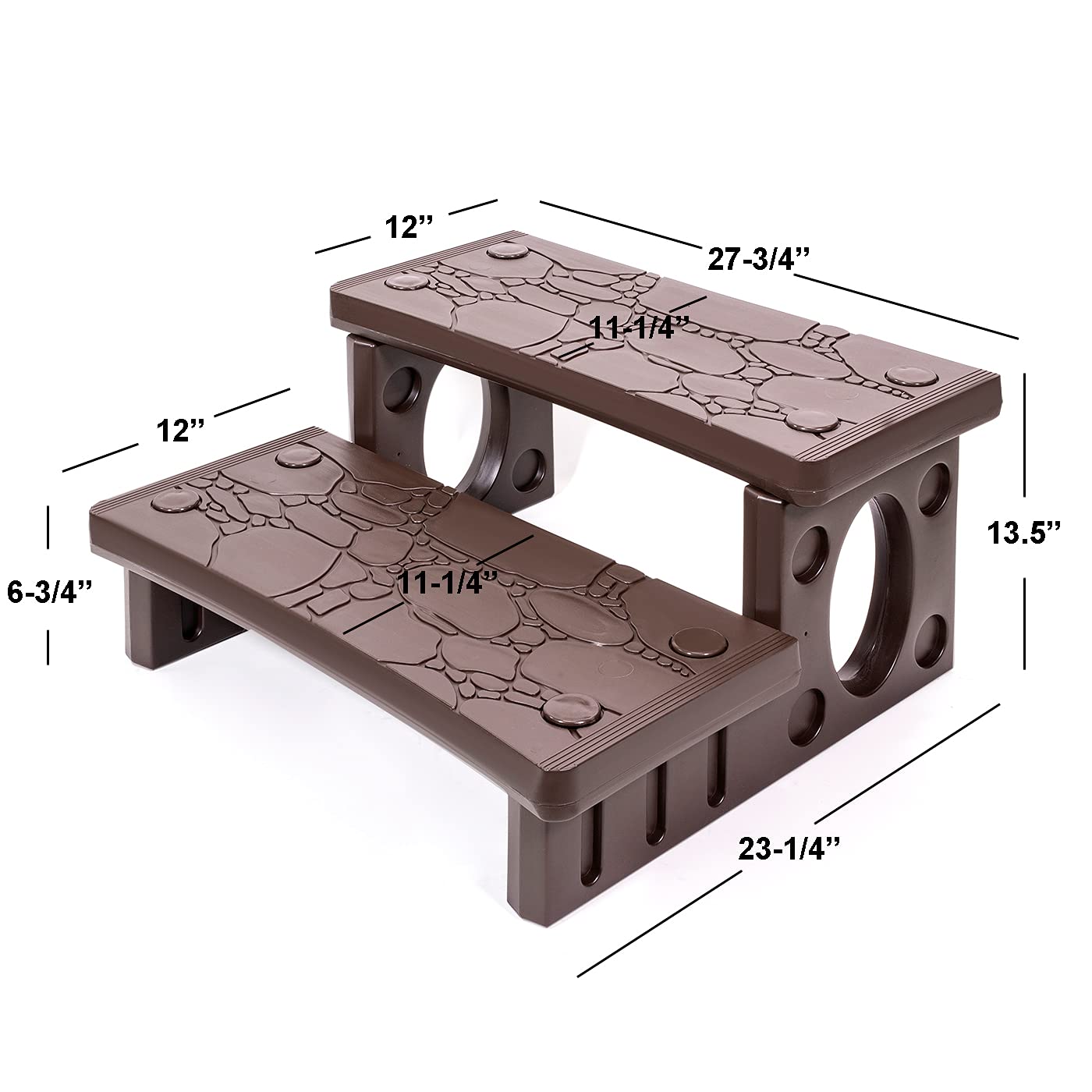 XtremepowerUS Universal Multi Purpose 2-Step Spa Hot Tub Pool Outdoor Indoor Camper RV Deck Steps Sided Step for Porch, Patio, Deck, Bathtub, Swimming Pool Mocha