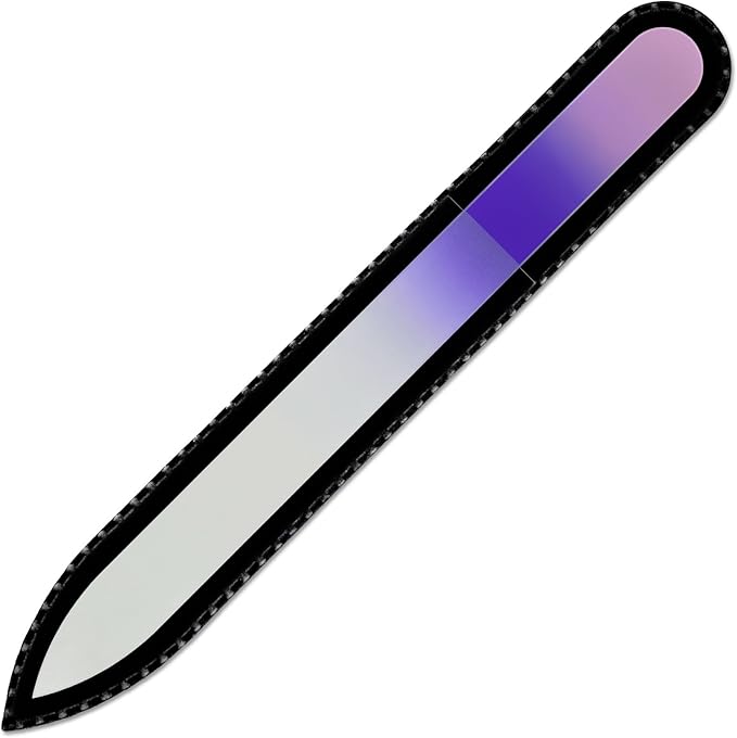 Mont Bleu Rainbow Crystal Nail File in Black Pouch - Czech Tempered Glass - Handmade in Bohemia (Czech Republic)