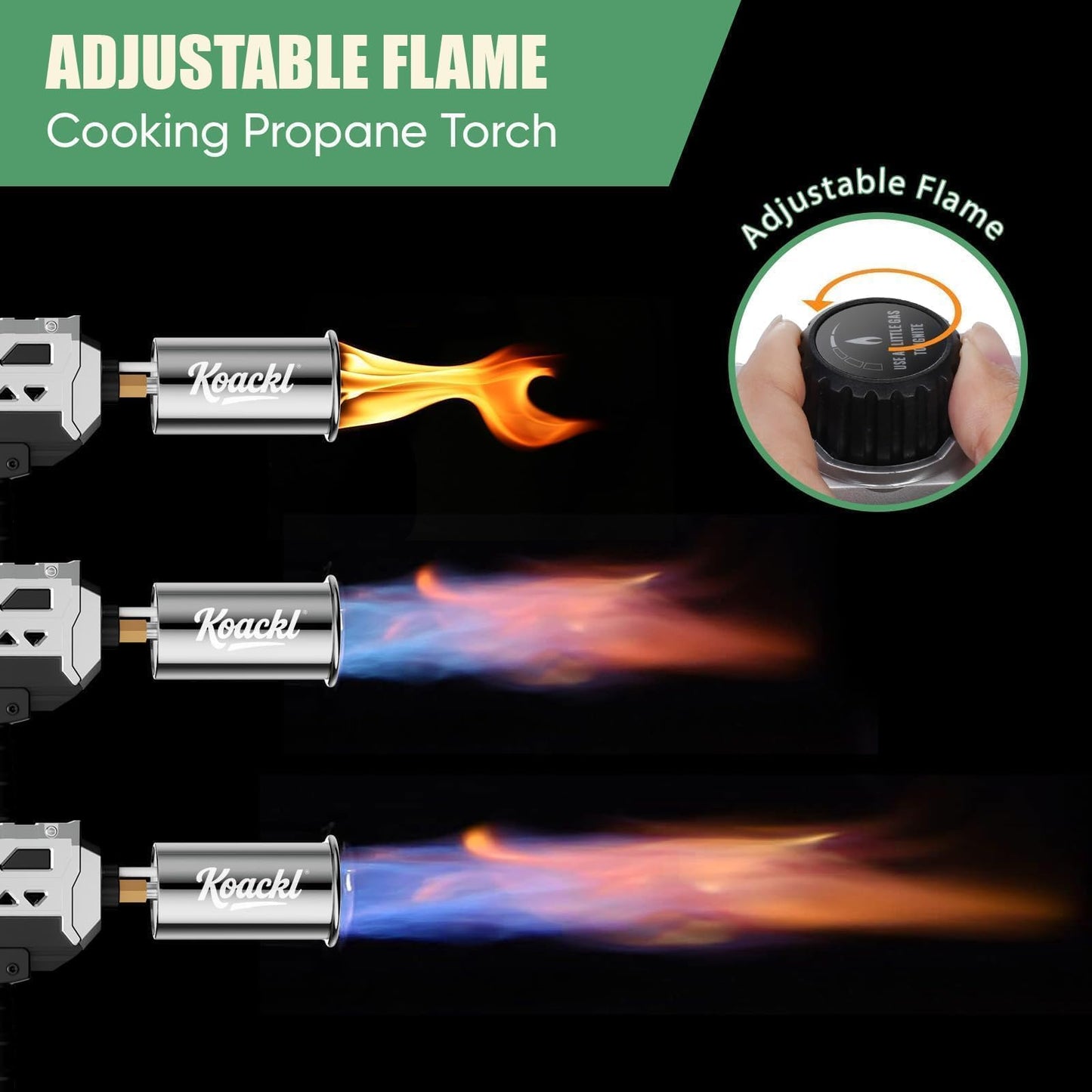 KOACKL Powerful Propane Torch Gun, Kitchen Torch with Adjustable Flame, Flamethrower Blow Torch Gun, Gas Welding Kits for BBQ, Searing Steak, Camping & Charcoal Torch Lighter(Tank Not Included)