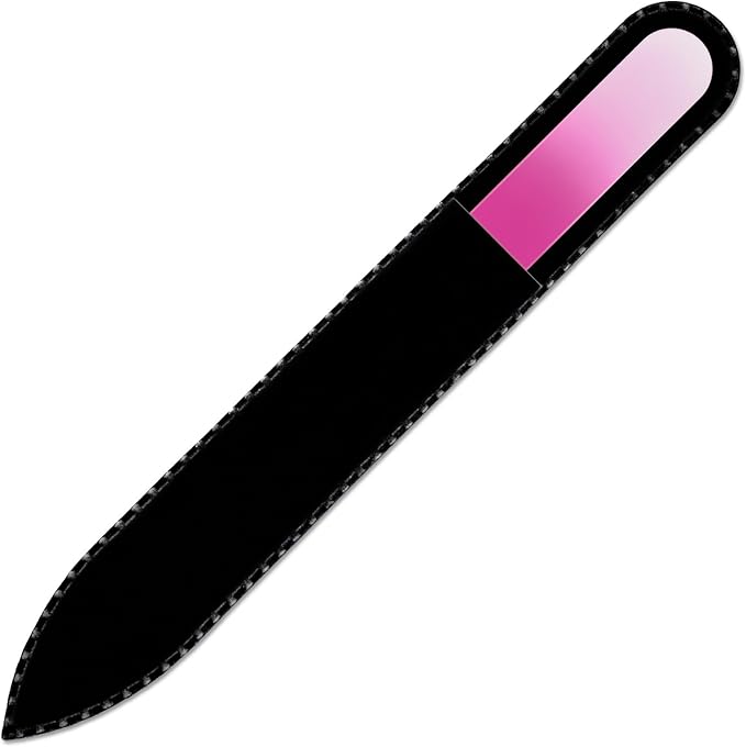 Mont Bleu Rainbow Crystal Nail File in Black Pouch - Czech Tempered Glass - Handmade in Bohemia (Czech Republic)