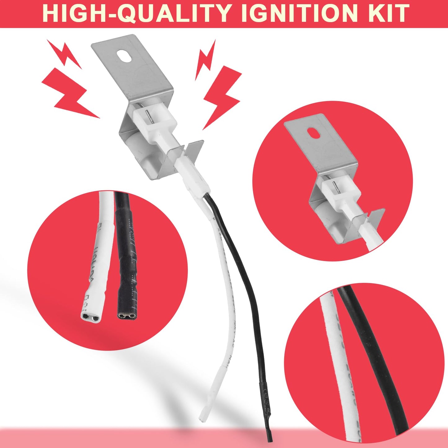 DcYourHome 64868 Grill Igniter Kit for Weber Q1200 Q2200 Series Grill Parts(2014+), Electronic 2-Outlet Ignition Kit for Weber 51010001 51200001, Push Button Ignition Starter Kit with Spark Generator