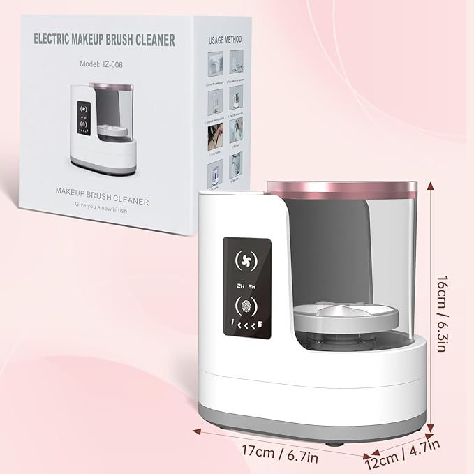 Electric Makeup Brush Cleaner Machine With Makeup Brush Dryer-Holder-Portable Automatic USB Cosmetic Brushes Cleaner Tool for All Size Beauty Makeup Brush Set,Eyeshadow, Blush Brush (white)