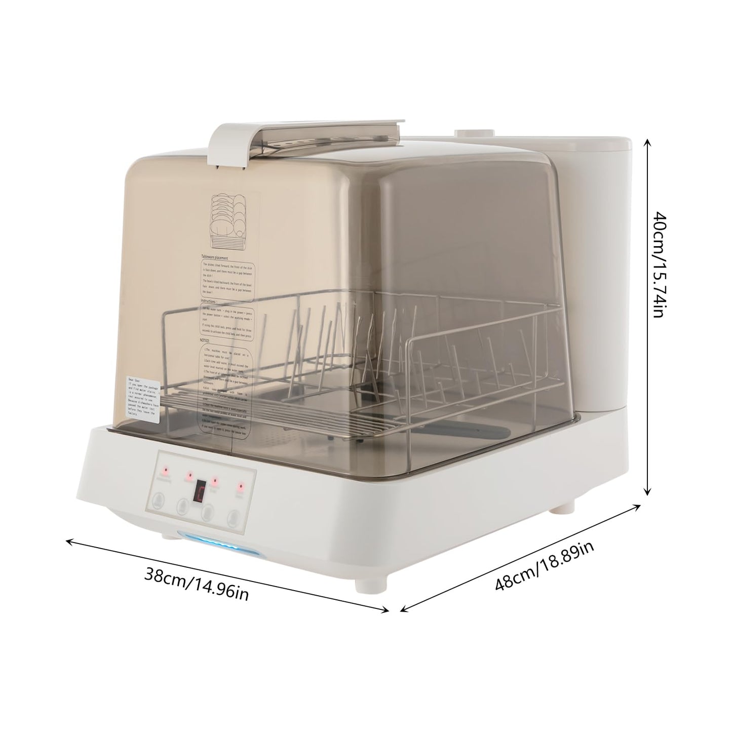 Portable Countertop Dishwasher, Automatic Dishwashing w/6 Programs & 5L Tank, Tabletop Small Dishwasher for Apartments & RV, 3 Washing Programs, 360° Dual Spray, 149℉ High-Temp& Air-Dry Function