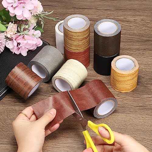 PATIKIL Wood Grain Repair Tape 2.2" X15', Self Adhesive Realistic Textured Repair Tape Patch for Floor Door Table Cabinets Desk, Dark Brown Oak