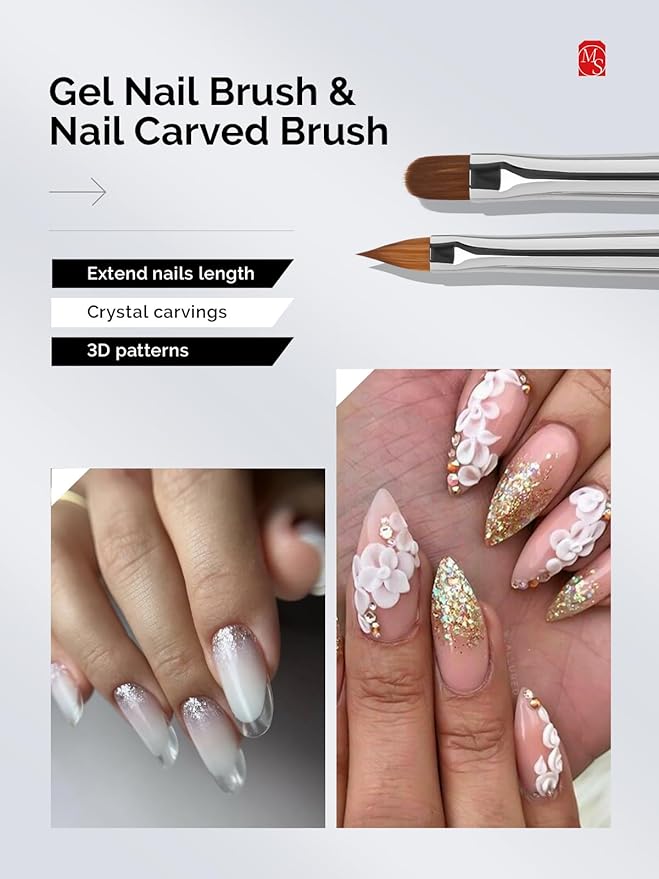 MelodySusie Nail Art Brushes Set,6pcs Professional Pen,Nail Art Tools Kit with Painting Dotting Line Pen for Gel Polish Nail Design Nail Carving French Nails for Home DIY Salon Use